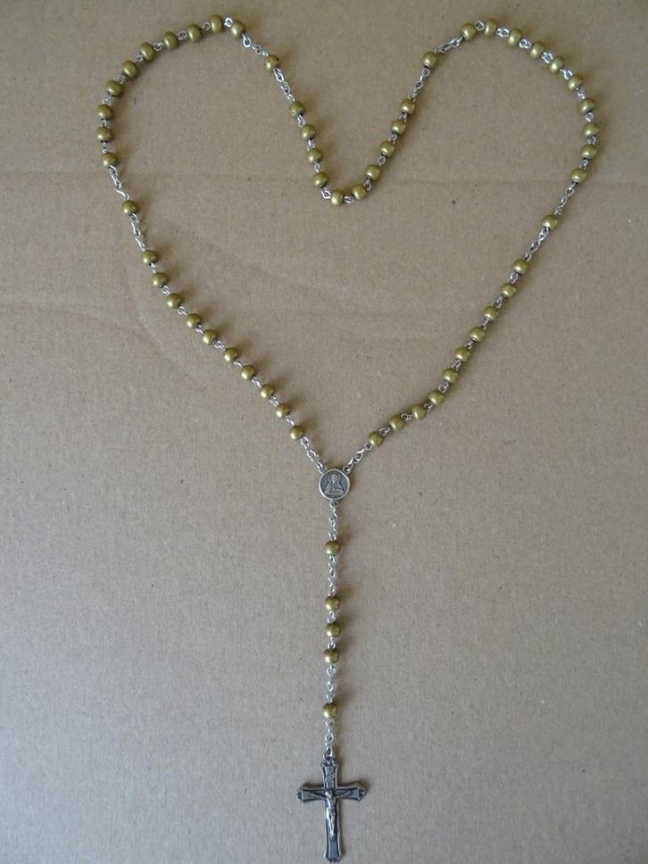 Rozenkrans hand rozenkrans 39cm koperen rozenkrans Lourdes, Verzamelen, Religie, Zo goed als nieuw, Christendom | Katholiek, Overige typen