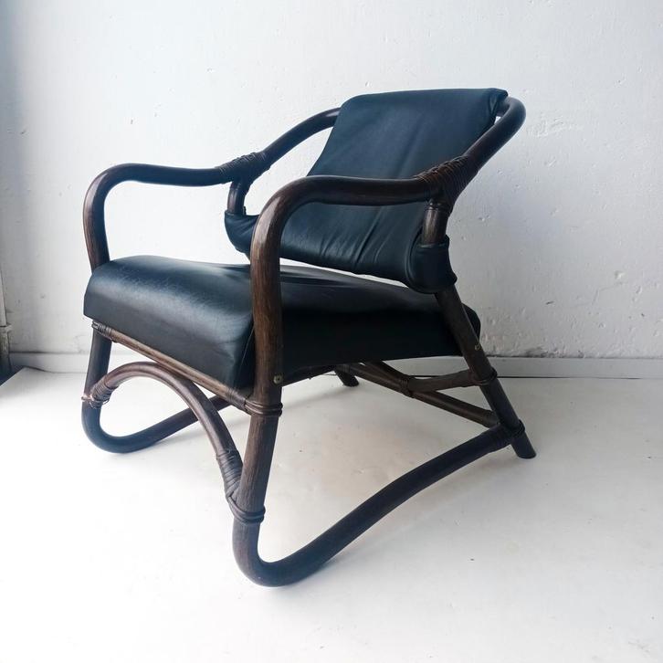 Vintage Esprit fauteuil, Huis en Inrichting, Fauteuils, Gebruikt, Leer, Ophalen