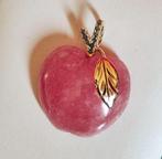 Gouden hangertje met rhodochrosiet en zwarte diamanten, Overige voorstellingen, Ophalen of Verzenden, Zo goed als nieuw, Met edelsteen