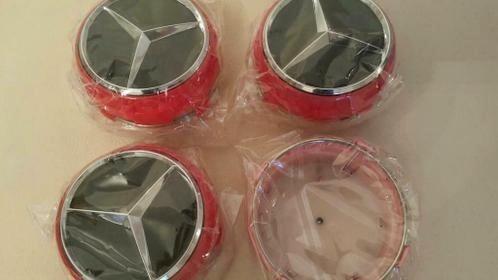 Mercedes Amg wieldoppen Ø 75 mm zwart/rood/zilver/antraciet, Auto diversen, Wieldoppen, Nieuw, Ophalen of Verzenden