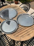3 grote ronde Inox presentatie schotels, Ophalen, Gebruikt