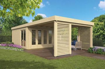 Cabane de jardin Casper en rondins avec auvent : 500+400x400