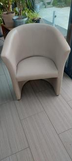 6 bijna nieuwe wit/ecru kunst leder designstoelen €45/stoel, Comme neuf, Enlèvement ou Envoi, Blanc