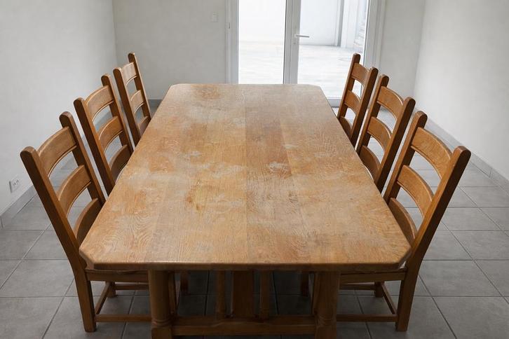 Table de salle à manger style provençal 6 ch bois massif, Maison & Meubles, Salles à manger complètes, Utilisé, 4 à 6 chaises