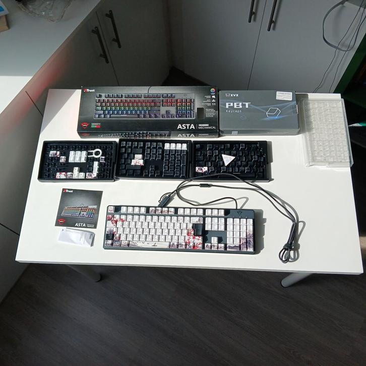 Gaming keyboard + keycaps en gaming computermuis, Computers en Software, Toetsenborden, Zo goed als nieuw, Ophalen