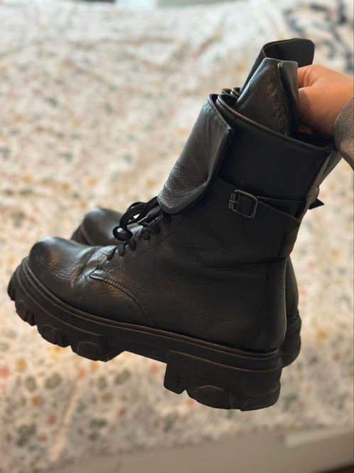 Zwarte leren laarzen, maat 41, Kleding | Dames, Schoenen, Zo goed als nieuw, Lage of Enkellaarzen, Zwart, Ophalen