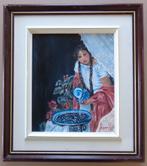 L. BOYER / BELLE INDIENNE / OLIEVERF DOEK / 47x42cm / KADER, Ophalen of Verzenden