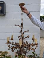 Gouden metalen kroonluchter met bloemen, Antiek en Kunst, Antiek | Verlichting, Ophalen