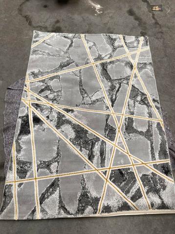 Modern tapijt – 160 x 230 cm – grijs met goudaccenten beschikbaar voor biedingen