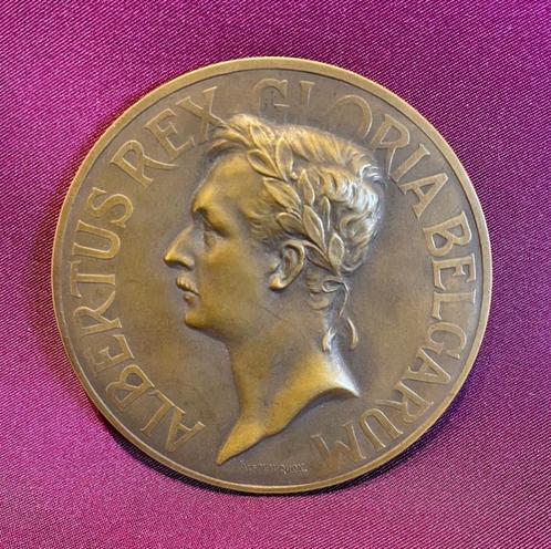 Bronzen medaille Koning Albert I., Postzegels en Munten, Penningen en Medailles, Brons, Ophalen of Verzenden