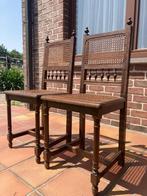 2 houten stoelen met gevlochten bezitting & rugleuning, Huis en Inrichting, Stoelen, Ophalen, Gebruikt, Twee, Bruin