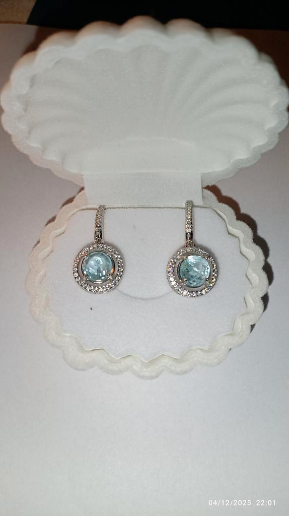 Boucles d'oreilles en argent massif avec aigue marine nature, Bijoux, Sacs & Beauté, Boucles d'oreilles, Neuf, Pendantes, Argent