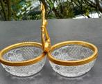 Prachtige kristallen bonbonnaire met goudkleurige zwaan., Antiek en Kunst, Antiek | Glaswerk en Kristal, Ophalen of Verzenden