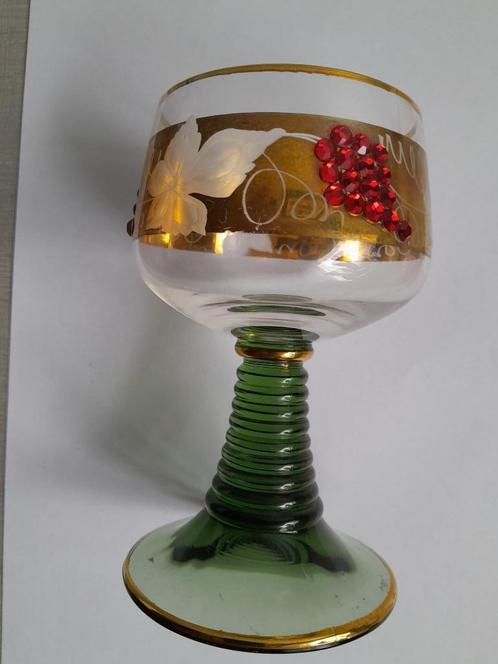 Vintage - Römer wijnglas 0,2 l  - Swarovski en 24 Kr bladgou, Verzamelen, Glas en Drinkglazen, Zo goed als nieuw, Overige typen