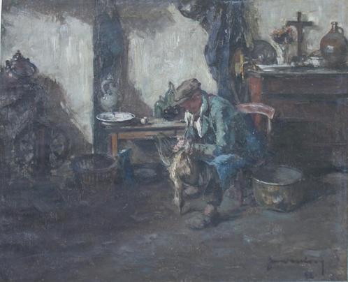 Jan Van Looy (1882-1971): Pluimen van de kip (O/D, 88x78cm), Antiek en Kunst, Kunst | Schilderijen | Klassiek, Ophalen of Verzenden