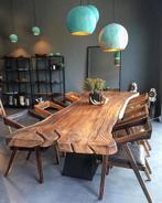 Suar houten tafel van 120 tot 400 cm , boomstambladen, Ophalen of Verzenden, Ovaal, Eikenhout