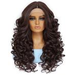 Luxe lace front pruik lang krullend haar kleur 33, Verzenden, Nieuw, Pruik of Haarverlenging