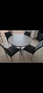 Table à manger ronde moderne/4 chaises, Maison & Meubles, Enlèvement, Utilisé