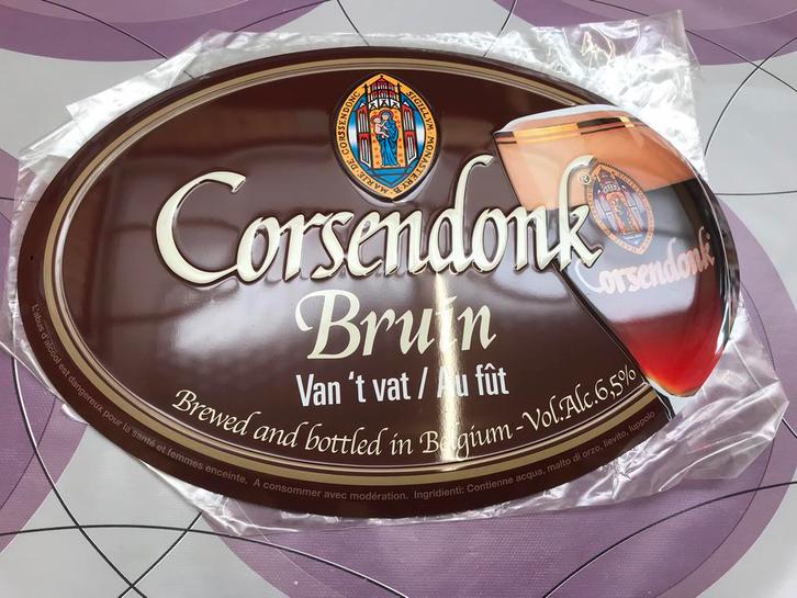 Corsendonk bruin reclamebord+sleutelhanger/stoppentrekker, Verzamelen, Merken en Reclamevoorwerpen, Nieuw, Reclamebord, Ophalen of Verzenden