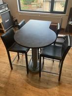 Hoge tafel met 4 lederen barstoelen, Enlèvement, Utilisé