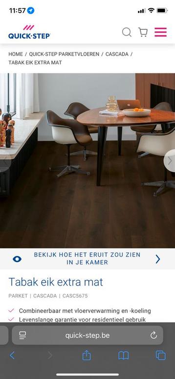 Nieuw - Quickstep parket - tabak eik extra mat, Bricolage & Construction, Planches & Dalles, Neuf, Parquet, Enlèvement, 150 cm ou plus
