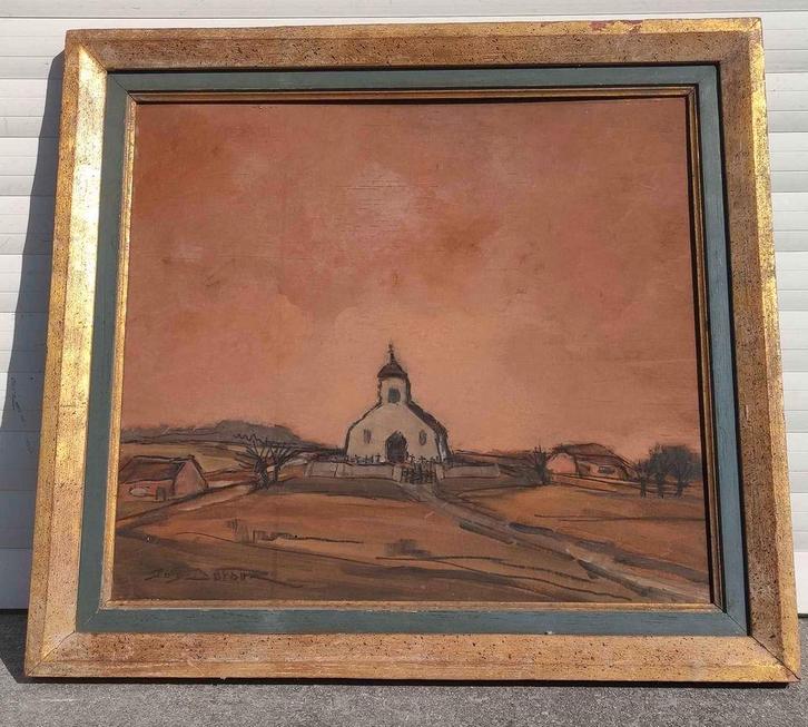 Technique mixte sur panneau signe jos dufour, Antiek en Kunst, Kunst | Tekeningen en Fotografie, Ophalen of Verzenden