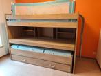 Stapelbed met uitschuifbaar bureau en extra opbergruimte, Huis en Inrichting, Ophalen, 100 cm, Beige, Tweepersoons