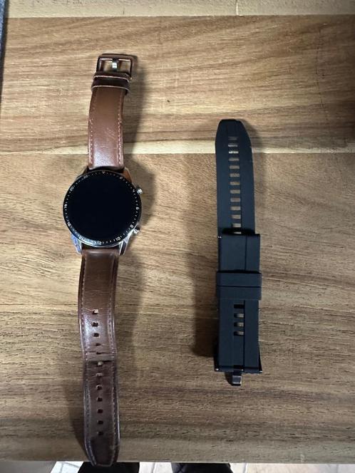 Huawei Watch GT 2 Zilver/Bruin 46mm, Handtassen en Accessoires, Smartwatches, Gebruikt, Android, Zilver, Afstand, Calorieverbanding