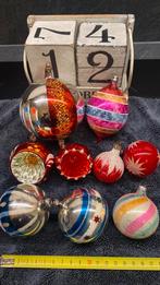 9 antieke oude glazen kerstballen, Ophalen of Verzenden