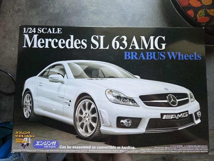Aoshima Mercedes SL63 AMG BRABUS Wheels 1/24, Hobby en Vrije tijd, Modelbouw | Auto's en Voertuigen, Nieuw, Auto, Groter dan 1:32