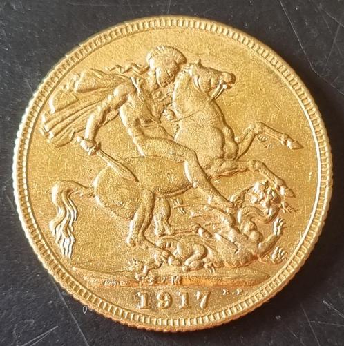 1 Souverein 1917 Melbourne Gouden Munt Sovereign 0,917 Goud, Postzegels en Munten, Edelmetalen en Baren, Goud, Ophalen