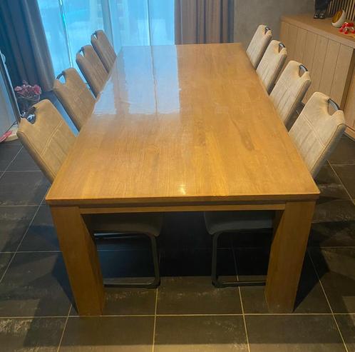 Zware stevige eetkamertafel 220 x 110 x 76 cm, Huis en Inrichting, Tafels | Eettafels, Gebruikt, Ophalen