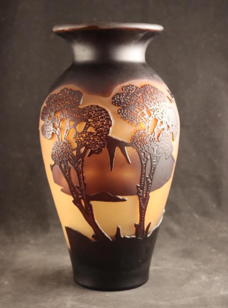Mooie geëtste glazen vaas, Antiek en Kunst, Antiek | Glaswerk en Kristal, Ophalen of Verzenden