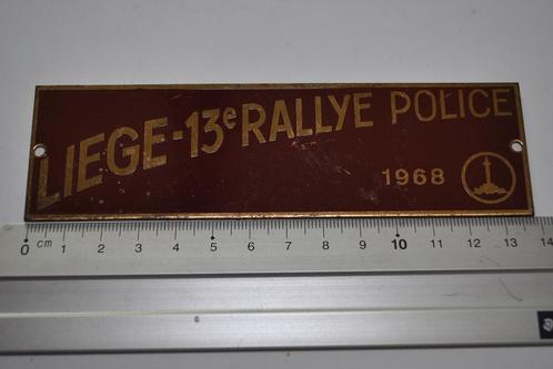 PLAQUE EMAILLEE CALANDRE 13è RALLYE INTER. POLICE LIEGE 1968, Verzamelen, Automerken, Motoren en Formule 1, Gebruikt, Auto's, Ophalen of Verzenden