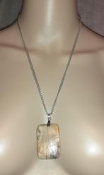Ketting edelsteen hanger gele jaspis rechthoek, Handtassen en Accessoires, Kettingen, Bruin, Verzenden, Nieuw, Steen of Mineraal