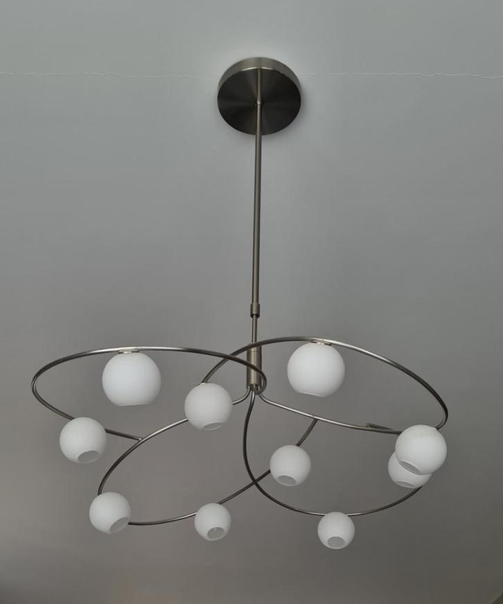 Massive design hanglampen in nieuwstaat, Huis en Inrichting, Lampen | Hanglampen, Zo goed als nieuw, 50 tot 75 cm, Glas, Metaal