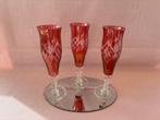 3 Rode champagneglazen, Antiek en Kunst, Ophalen of Verzenden