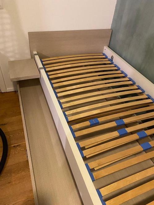 Bed met onderbed en opberger, Huis en Inrichting, Slaapkamer | Bedden, Gebruikt, Eenpersoons, 90 cm, 200 cm, Hout, Wit, Ophalen