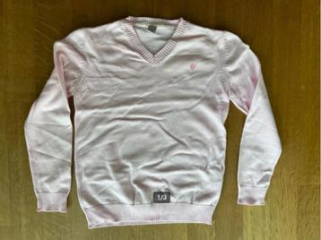 pull rose à col en V taille 128 : 7 à 8 ans, Enlèvement ou Envoi, Chemise ou À manches longues, Comme neuf, Fille