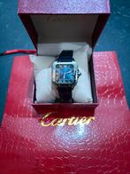 Cartier Santos Medium blue dial te koop, Handtassen en Accessoires, Horloges | Heren, Ophalen, Zo goed als nieuw