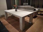 Tafel Cantomobili + 6 zwarte leren stoelen, Huis en Inrichting, Tafels | Eettafels, Ophalen, Overige materialen, 100 tot 150 cm