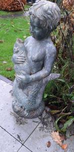 Uniek gegoten bronzen kind met vis, Tuin en Terras, Tuinbeelden, Ophalen, Gebruikt