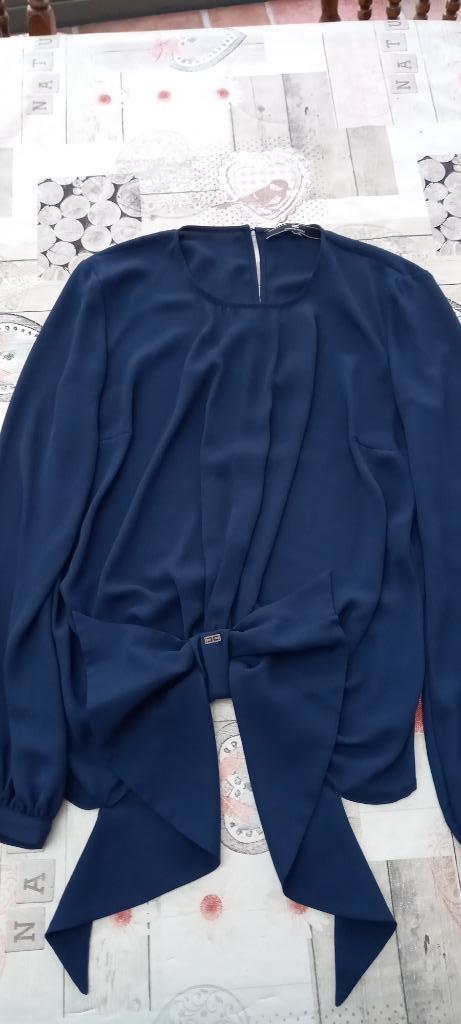 Donkerblauwe blouse Elisabetta Francchi Italiaanse maat 42, Kleding | Dames, Blouses en Tunieken, Zo goed als nieuw, Maat 36 (S)