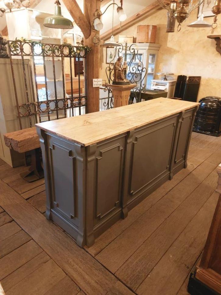 mooie oude toonbank  oude balie  werkblad keukenkast, Antiek en Kunst, Curiosa en Brocante, Ophalen