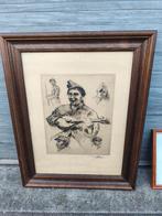 Gravure signe Henri mortiaux, Antiquités & Art, Enlèvement ou Envoi