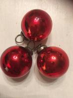 3 rode oude kerstballen, Gebruikt, Ophalen of Verzenden