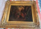 Antieke schilderij op paneel, gesigneerd, Enlèvement ou Envoi