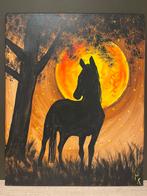 Schilderij ´ paard en maan door Mk Art, Antiek en Kunst, Kunst | Schilderijen | Modern, Ophalen of Verzenden