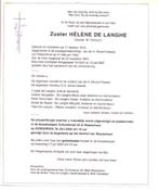 Doodsbrief Zuster Hélène DE LANGHE Oostakker Gent 2002, Verzamelen, Bidprentjes en Rouwkaarten, Verzenden, Rouwkaart