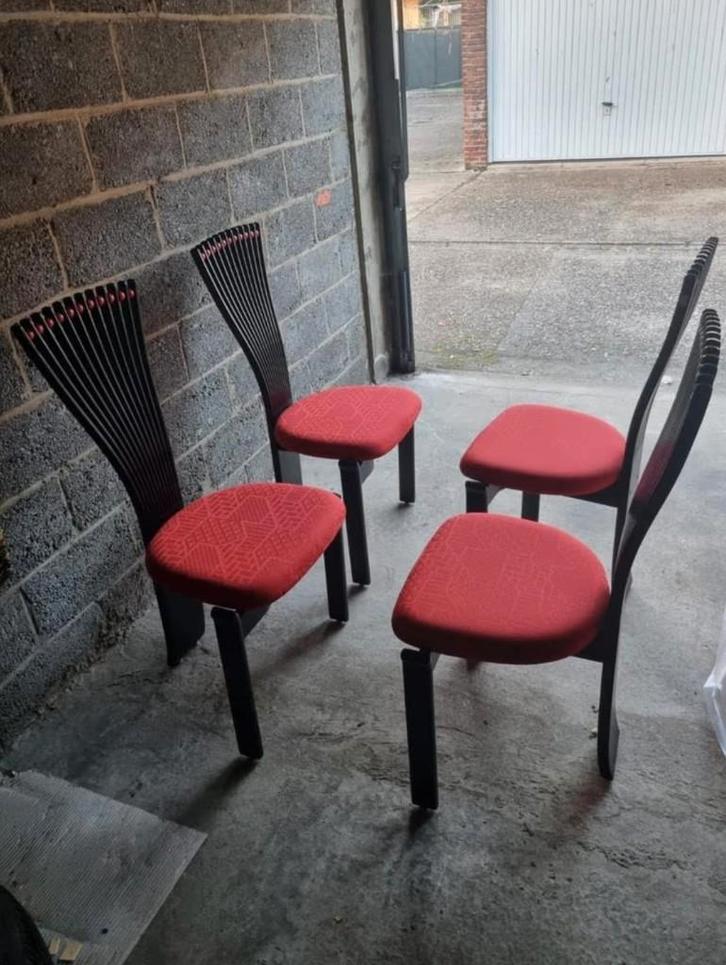 4x DESIGN WESTNOFA STOELEN MODEL TOTEM, Huis en Inrichting, Stoelen, Gebruikt, Vier, Hout, Rood, Ophalen